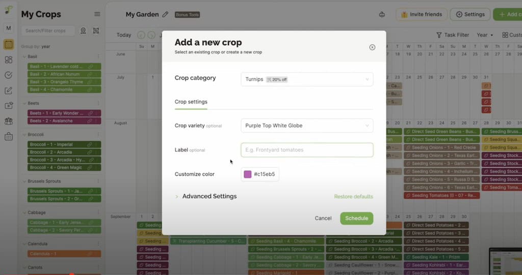 Seedtime Calendar Feature